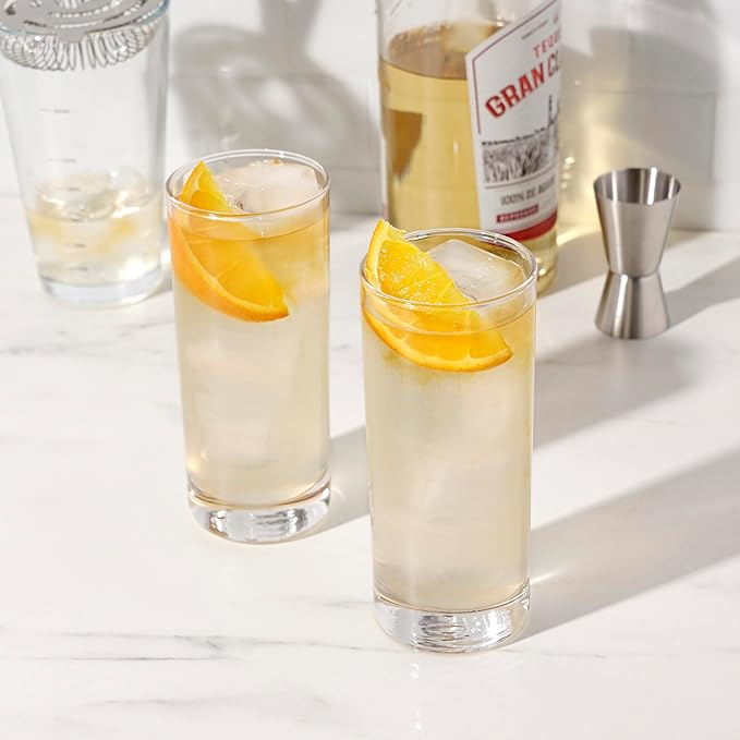 True Highball Glasses, Tall Glass Tumbler for Cocktails, Mojito Iced Tea Juices, Soda Water Drinking Cups, Kitchen Glassware, Home Bar, 11 oz Set of 4
