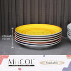 Miicol Ceramic Dessert Plates Set of 6, Colorful Appetizer Plates 8 Inch, Stackable Salad Dishes, Small Dinner Plates, Durable Dinnerware for Kitchen, Party, Wedding, Microwave and Dishwasher Safe
