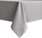 maxmill Jacquard Table Cloth Waving Pattern Water Resistant Wrinkle Resistance Heavy Weight Soft Tablecloth for Kitchen Dinning Tabletop Decoration Oblong 60 x 140 Inch Light Grey
