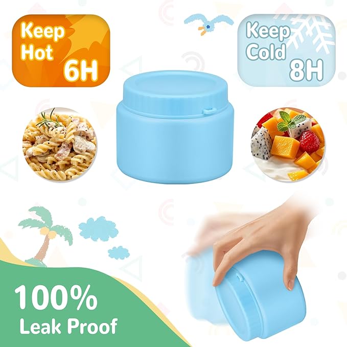 Kids Bento Lunch Box with 12oz Soup Thermo, Kids Leakproof Lunch Food Container with 4 Compartments, Insulated Lunch Bag & Water Cup for Girls Boys to School Travel