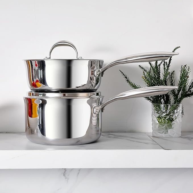 KEAWELL K3 Premium 3-Quart Tri-Ply Stainless Steel Saucepan with Lid, Induction & Oven Safe up to 600°F, Even Heating, Professional Cookware for All Stovetops (3-Qt)