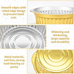 10inch Round deepening Gold Aluminum Foil Pans with Lids, Chafing Dish, Heavy Duty Disposable Hot Pot 5 Set For Microwave & Oven Safe Cooking,Baking,A takeaway Food Container