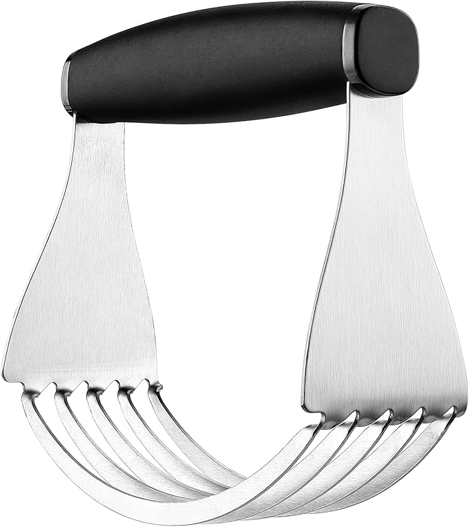 Spring Chef Dough Blender For Baking, Heavy Duty Dough Cutter Tool, Stainless Steel Pastry Cutter Tool with Sharp & Sturdy Blades, Pastry Blender for Easy Mixing, Dishwasher Safe - XL Size - Black