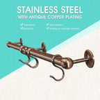 ROTHLEY Stainless Steel Pot and Pan Hanger: 23.7 Inch Wall Mounted Hanging Pots and Pans Rack with Hooks (Antique Copper)