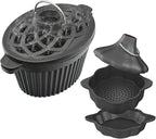 2-in-1 Wood Stove Steamer/Humidifier with Garlic Roaster & Saucepan Pot, Dual-Layer Design for Steaming, Baking, Stove Protection & Multi-Functional Cooking (1.4 Qt + Compact Size)