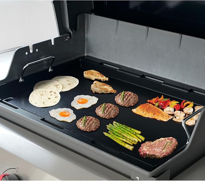 Stanbroil 6789 Full Size Griddle Insert for Weber Genesis 4-Burner 400 Series Gas Grill, Nonstick Coating Flat Top Griddle for Weber Genesis I&II 410 415 425s 435 440, Black