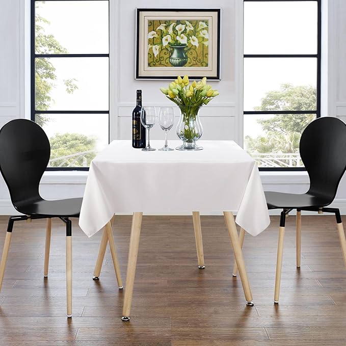 sancua Small Square Tablecloth 36 x 36 Inch White (Fits 20-30 Inch Tables), Stain and Wrinkle Resistant Washable Fabric Table Cloth for Dining Party Table Cover for Nightstand End Bedside Tables