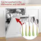 Colorful Silverware Set 20 Piece 18/0 Stainless Steel Flatware Green and Orange Handle Cutlery Set Service for 4 Fork Knife Spoon Set Mirror Finish Dishwasher Safe