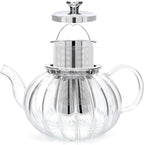 Teabloom Vienna Glass Teapot – Stain-Free Heatproof Glass – Stovetop Safe – Removable Stainless Steel Infuser – Perfect for Loose Leaf Tea – 37 oz. / 1100 ml (3-4 Cups)