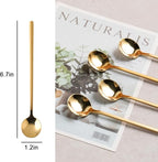 12 PCS Coffee Spoons, 18/8 Stainless Steel Espresso Spoons, 6.7 Inches Vogue Mini Tea Spoon, Cappuccino Stirring Small Spoon for Dessert, Ice Cream, Frosted Handle,Sweejar(Gold)