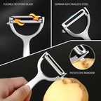 MAD SHARK Ultra Sharp vegetable peelers for kitchen – 10 Years No-Rust Stainless Steel Serrated Potato Peeler Easy to Use Y Peeler with Durable Non-Slip Ergonomic Grips for Carrots, Fruits, Veggie