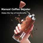 Manual Coffee Grinder, Stainless Steel Body Coffee Bean Grinder, Adjustable Ceramic Conical Mill,Foldable Handle Portable Coffee Grinders