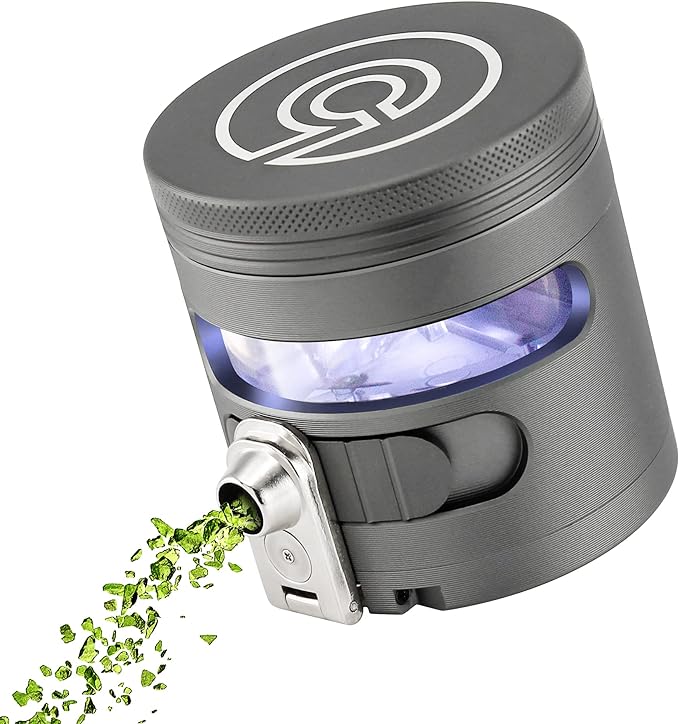 Cloudious9 - Tectonic9 Herb Grinder Automatic Electric Herbal Spice Dispenser Large 2.5" Aluminum Alloy (Grey), For Home & Kitchen Only