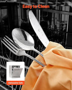 VEVOR 30-Piece Silverware Set, Food-Grade Stainless Steel Flatware Utensils, Mirror Finished Cutlery Set, Dishwasher Safe Eating Tableware for Kitchen Home, Service for 6, Include Knife Fork Spoon