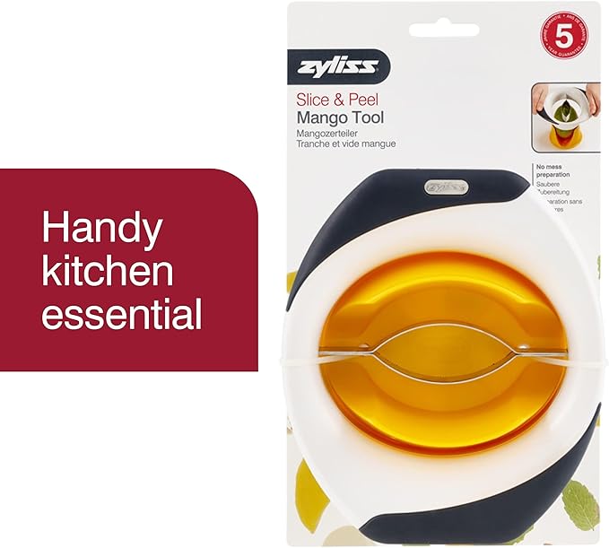Zyliss 3-in-1 Mango Slicer, Peeler & Pit Remover Tool - Kitchen Mango Depitter & Peeler Gadget - Fruit Slicer with Micro-Serrated Stainless Steel Blader