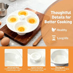 Ceramic Egg Poacher, 4-Cup Egg Poacher Pan Nonstick for Perfect Poached Eggs, Poached Egg Cooker Compatible with Most Pots, Stovetop Cooking, Easy-Clean Egg Cooker Poacher for Perfect Poached Eggs