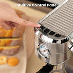 Gevi Espresso Machine 20 Bar with Portafilter for Nespresso Original Capsules and Coffee Powder, Professional Espresso Maker with Milk Frother for Cappuccino, Latte, Compact Espresso Coffee Machine