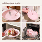 KINGSTONE Bone China Dinnerware Sets, 12-Piece Dinnerware Sets for 4, Lightweight Durable, Dishwasher Safe, Tableware for Daily Use with Elegant Design, Pink