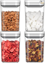 MR.SIGA 4 Pack Airtight Food Storage Container Set, BPA Free Kitchen Pantry Organization Canisters with One-handed Leak Proof Lids, 1L / 33.8oz, Medium, White