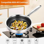 DELARLO Tri-Ply Stainless Steel 5.5 Inch Omelet Pans, Small Frying Pan Compatible with All Cooktops 500℉,Oven Safe Mini Skillet