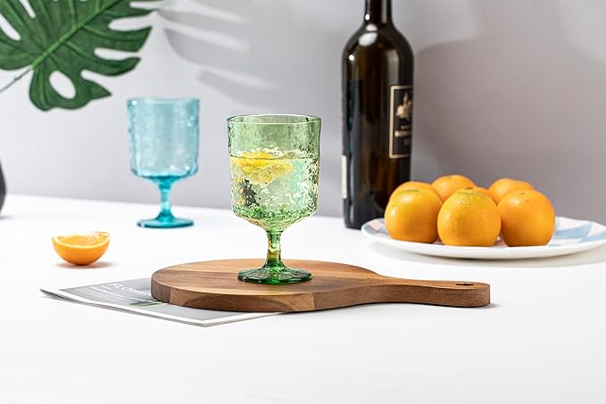 KX-WARE Iceberg Acrylic All-Purpose Wine Glasses, 12-ounce Plastic Stem Wine Glasses, set of 8 Multicolor