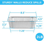 MontoPack Aluminum Disposable Loaf Pans | Deep Standard Size 8.5” x 4.5” Extra Thick Foil Bread Containers for Baking, Food Storage & Takeout | Eco-Friendly & Recyclable | Bulk 50-Pack 2 Pound Trays