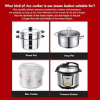 Steamer Basket for, Non Stick Vegetable Steamer Basket with Handle, Stainless Steel Steamer Basket Insert for Pots, Sugar Removal Rice Cooker Insert (20cm)