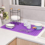 Silicone Dish Drying Mat for Multiple Usage,Easy clean,Eco-friendly,Heat-resistant Silicone Mat for Kitchen Counter or Sink,Refrigerator or Drawer Liner Purple 4XL 32 inches x 18 inches