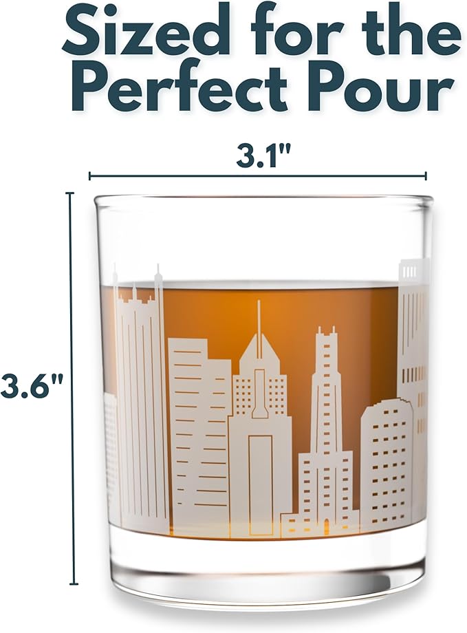 Greenline Goods – Pittsburgh, PA Skyline Whiskey Glasses (Set of 2), 10 oz – Rocks/Old Fashioned Tumblers