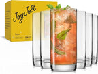 JoyJolt Faye 13oz Highball Glasses, 6pc Tall Glass Sets. Lead-Free Crystal Drinking Glasses. Water Glasses, Mojito Glass Cups, Tom Collins Bar Glassware, and Mixed Drink Cocktail Glass Set