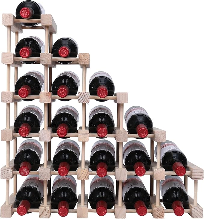 Wine Rack Small countertop Cabinet Stackable Storage Wooden freestanding Floor Wine Holder (20 Bottles)