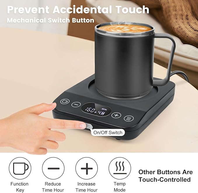 Coffee Mug Warmer & Mug Set Christmas Gifts, 30W Coffee Cup Warmer with 15.5oz Cup for Desk with Auto Shut Off, Timer Function, Smart Mug Heater for Heating Coffee, Tea, Candle, Beverage