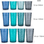 KX-WARE 12-ounce Acrylic Old Flashion Glasses Plastic Tumblers, set of 8 Turquoise