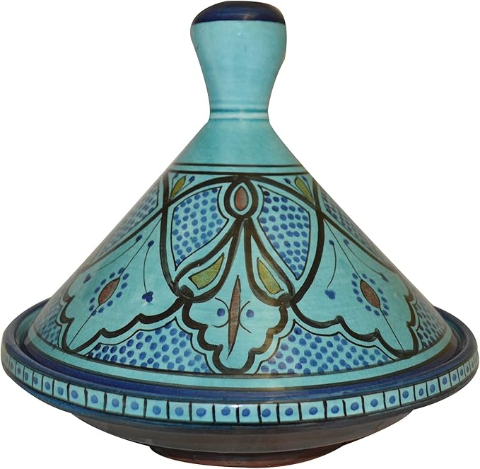 Moroccan Handmade Serving Tagine Exquisite Ceramic With Vivid colors Traditional 12 inches Across XLarge