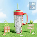 24 oz Metal Tumbler Cup for Girls: Easy Grip Handle, Leak-Proof when Sealed, Easy to Clean, Double Wall Vacuum Cup for Home, School, Daycare, Party, Picnic, Hiking, Travel, Gift (Strawberry Pop)