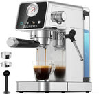 20 Bar Espresso Machine, Semi-Automatic Espresso Maker with Pressure Gauge & Touch Screen, Single Shot Professional Coffee Maker for Home Use, Compact Design with Milk Frother