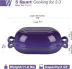 Enameled Cast Iron Sourdough Bread Oven, Dutch Oven, Loaf Cast Iron Bread Pan for Homemade Bread Baking, Meatloaf Pan with Lid, 5QT, Purple
