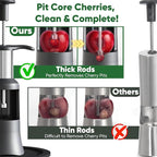 2 in 1 Cherry Pitter Remover Tool, Premium Quick Release Cherry Pitter, Press & Push Type, Large 33mm Cherry Seed Remover, Durable, Food Grade Stainless Steel & PP Plastic, More Labor Saving