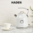 Haden Dorset 1.7 Liter Stainless Steel Electric Kettle, Hot Water Kettle with 360-Degree Base and Auto Shutoff, Ivory & Chrome