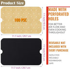 WMKGG Disposable Air Fryer Parchment Paper, 100 PCS Perforated Rectangular Air Fryer Liners for Ninja Foodi XL Smart FG551 6-in-1 Indoor Grill