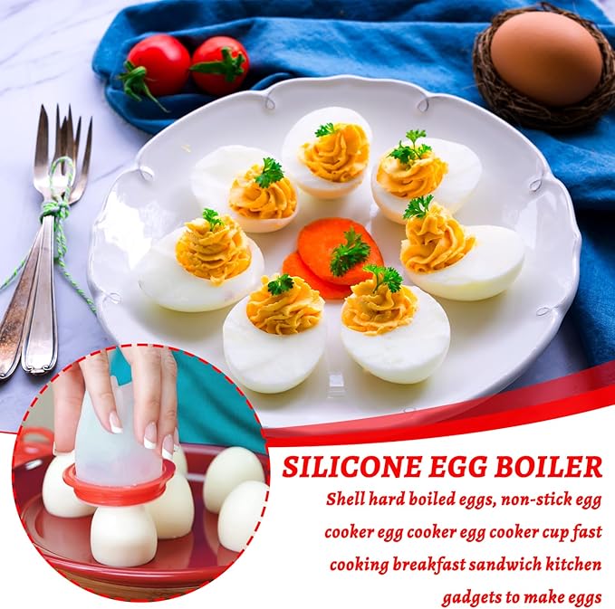 6 Pcs Egg Cooker,Silicone Egg Poacher Cups,Hard Boiled Egg,Egg Coddler,Hard Boiled Eggs,Boiled Eggs, Non-Stick Egg Boiler Poachers,Shell-Free Egg Cooker Set, For Fast Poaching Egg For Breakfast
