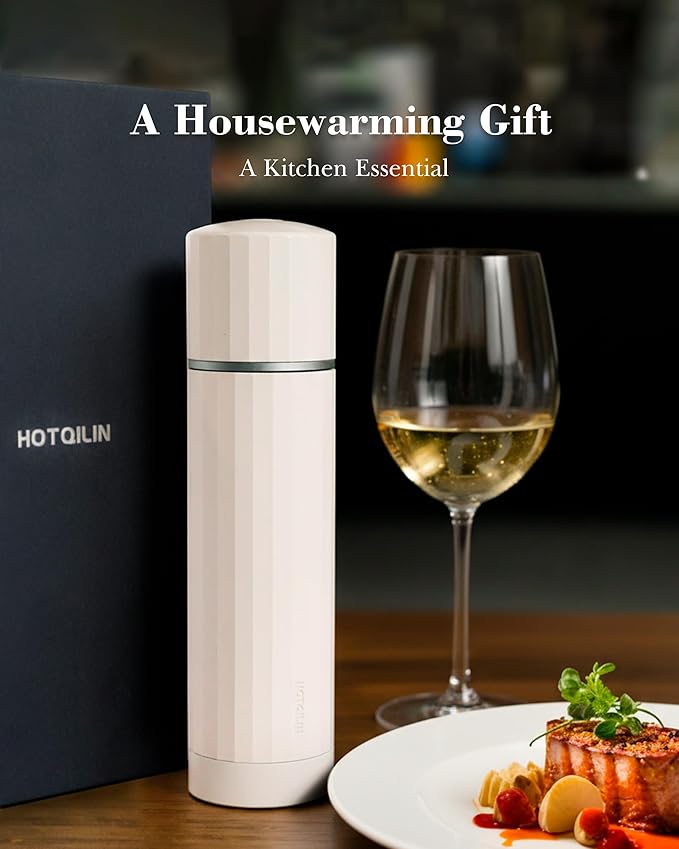 Salt Grinder Refillable Hotqilin – Manual Salt and Pepper Grinder with Titanium Alloy Core, 60+ Adjustable Settings | High Output, Easy to Clean, Durable Aluminum Body