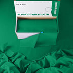 Exquisite Party Solids 54 Inch X 300 Feet Emerald Green Plastic Table Cover Roll in A Cut - to - Size Box with Convenient Slide Cutter. Cuts Up to 36 Rectangle 8 Feet Plastic Disposable Tablecloths