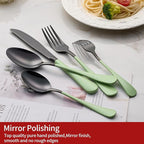 20-Pieces Green and Black Silverware Sets for 4,Green Handle Stainless Steel Cutlery Set, Include Forks Spoons and Knives Set, Dishwasher Safe Utensil Sets for Home Restaurant