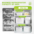 LUXEAR Larger 5PCS Fruit Storage Containers For Fridge, Produce Vegetable Saver Container with Lid Colander Vent Handle, BPA-Free Refrigerator Microwave Dishwasher Safe, Keep Fruits Veggie Food Fresh