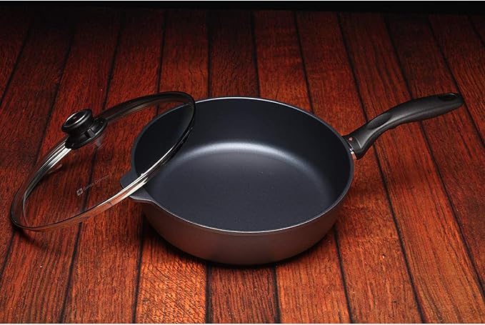 Swiss Diamond Nonstick Saute Pan with Lid, Diamond Coated Aluminum Deep Saute Pan with Lid Features Stainless Steel Handle, Dishwasher & Oven Safe Up To 500 °F, 11 Inch, 4.3 Quart