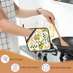 2 Pack Lemon Pot Holders for Kitchen Heat Resistant, Summer Lemons Flowers Potholders for Kitchens Washable for Cooking & Baking & Microwave