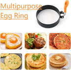 Round Egg Rings for Frying Eggs, 2 Pack 3.5 Inches Egg Ring with Silicone Handle Egg Mold for Breakfast Sandwiches Egg Mcmuffins Non-stick Fried Cooker Ring Shaper for Griddle Frying Pan