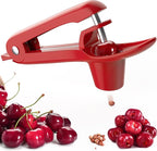 Cherry Pitter - Ordekcity Stainless Steel Cherries Corer Pitter Tool with Hand-held Push Design, Save Time & Space for Making Cherry Jam with Lock Design(Red)