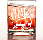 kunlisa Camper Gifts Whiskey Glasses, RV Camping Gifts for Women Men Camping Lovers, 10 oz Drinking Rocks Glasses for Women Men Whisky Cocktail Scotch Bourbon Liquor